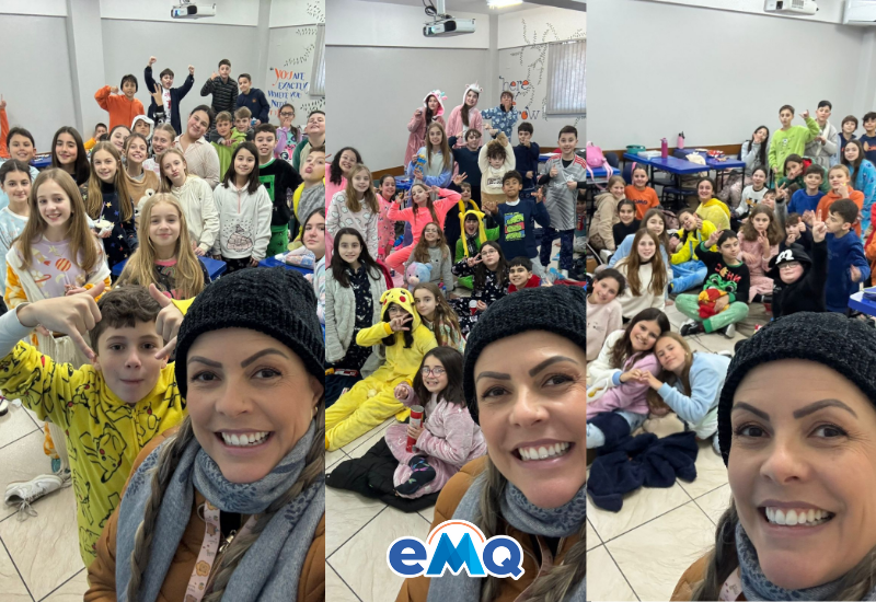 Uma aula de Inglês aconchegante e criativa no 5º Ano da Escola Mario Quintana